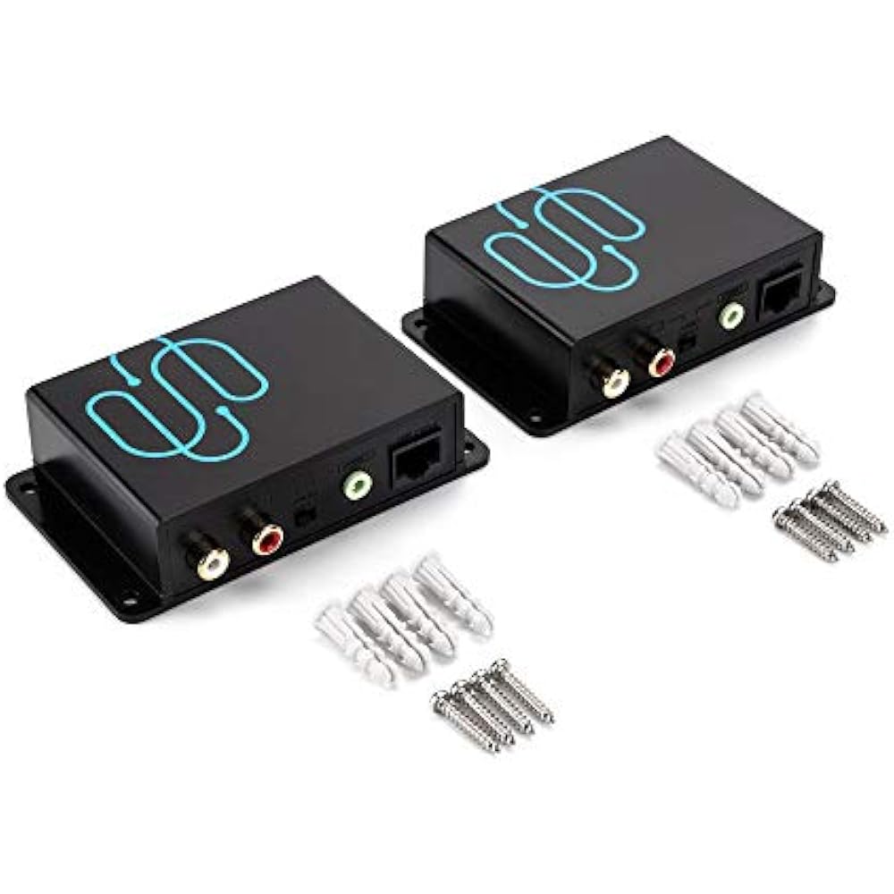 Sound Link Audio Over Single Cat5e Or Cat6, 3.5mm RCA, 600m 2000 Ft, Up