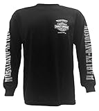 Harley-Davidson Men's Skull Lightning Crest Graphic Long Sleeve Shirt, Black