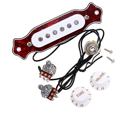 Alnicov Red Chelonian Shell Sound Hole Magnetic Pickup with Tone Volume Knobs for 6 String Folk Acoustic or Electric Guitar