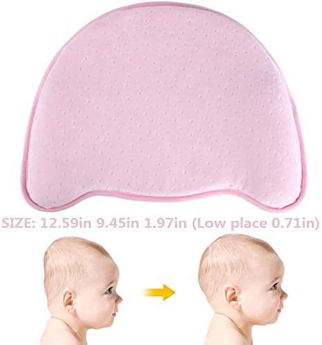 0-12 Months Baby Head Pillow, Preventing Flat Head Syndrome for Infants Newborns, Provide Neck Support Use Memory Foam Cushion and Soft Comfy Velvet Cover