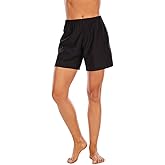 Micosuza Women's High Waisted Swim Shorts Modest Board Shorts Swim Trunks Swimsuit Bottoms with Briefs