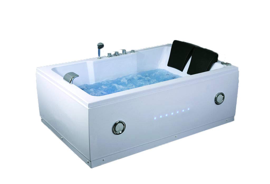 2 Two Person Indoor Whirlpool Massage Hydrotherapy White Bathtub Tub with BLUETOOTH, FREE Remote