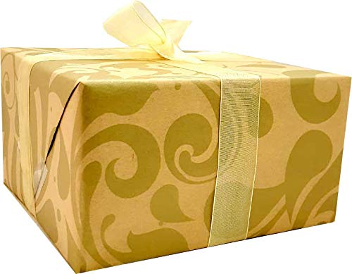 Kraft Wrapping Paper Roll 100% Recycled and Recyclable Gift Wrap (Swish Gold 4m)