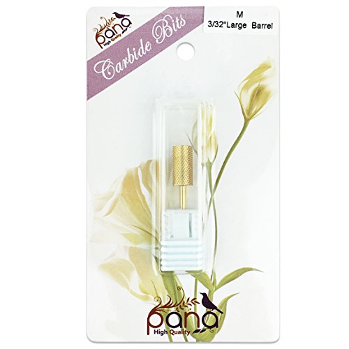 Pana 3/32" Safety Nail Carbide Bit - Gold Large Barrel Head (Grit: Medium - M) for Electric Dremel Drill Machine