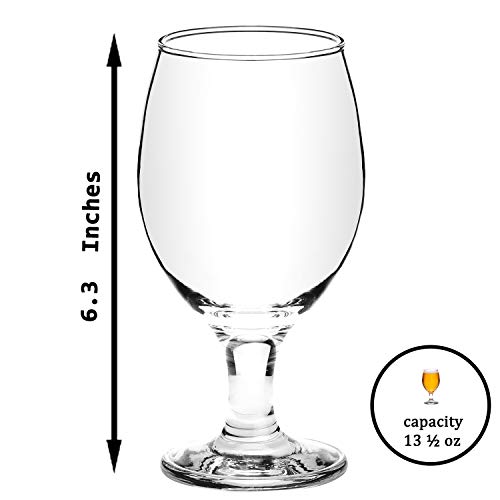 Craft Beer Glasses Set of 6, Belgian Style Stemmed Tulip Classics, IPA Beer Tasting Glassware,13 1/2 oz - Thumbnail 5