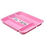 Qianle Plastic Silverware Cutlery Tray 4 Compartment Drawer Organizers Pink