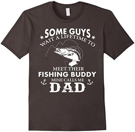 Men's My Fishing Buddy Calls Me DAD Proud Daddy T-shirt Large Asphalt