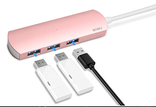 Type C USB Adapter,Dream Wings USB Type C Convertor Cable Type C 3 in 1 HUB with 3 USB 3.0 Ports for Apple New MacBook 12 inch/2016,2017 MacBook Pro 13 inch 15 inch (Rose Gold) - Thumbnail 5