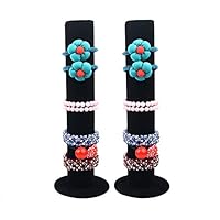 BOCAR Velvet Vertical Tower Jewelry Bracelet Display Stand Bangle T-Bar Display Holder (CTZ-Black-2)