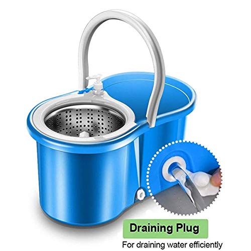 Aootek Upgraded Stainless Steel Deluxe 360 Spin Mop & Bucket Floor Cleaning System Included EasyPress Handle with 3 Microfiber Mop Heads - Thumbnail 4