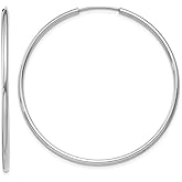 Large Hoop Earrings in 14K White Gold 1 1/2 Inch (1.50 mm)