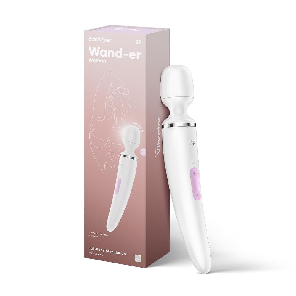 Satisfyer Wand-er Woman White | Wand Massager | Rechargeable Vibrator | Medical Grade Silicone | Waterproof IPX7 | 50 Vibration Settings