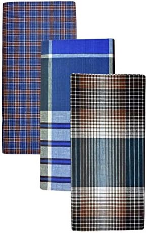 "STITCHED LUNGI" Men's 100% Pure Cotton Multi Color Lungi 2 meter (Set of 3)