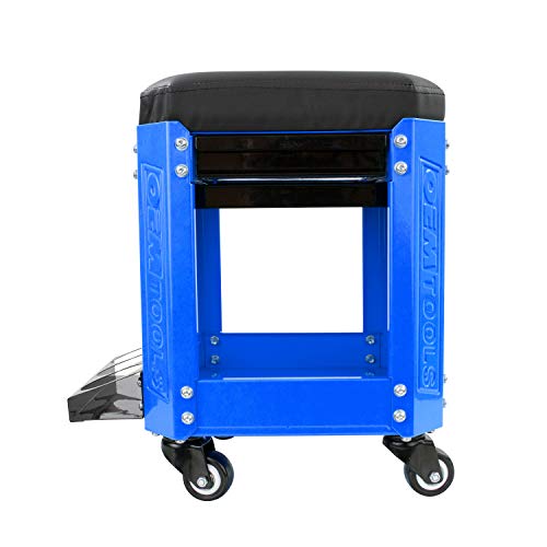 Mechanic Seat Blue Rolling Creeper Seat with 2 Tool Storage