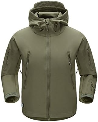 AIKOSHA EDGE Men's Waterproof Tactical Combat Soft Shell Jacket Outdoor Sharkskin Camping Hiking Hoodie Fleece Coat