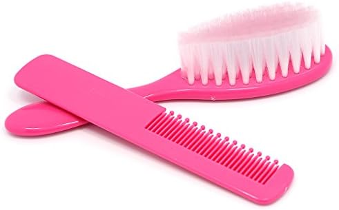 Suweqi 2Pcs Baby Safety Soft Hair Brush Set Infant Comb Grooming Shower Design Pack (Pink)