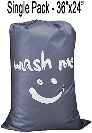 Laundry Bag Heavy Duty with Drawstring Delicates Nylon Commercial Big Produce Foldable Traveling ,Washing Machine for Dirty Clothes, Weekender, Garment, College Students,Set of 1(Grey)