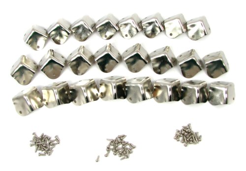 24pcs. Square Nickel-plated Box Corners with mounting screws
