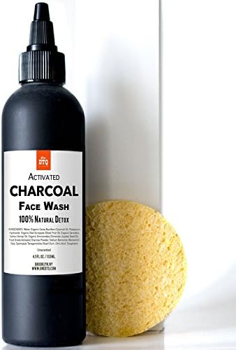 OneDTQ Activated Charcoal Exfoliating Face Wash For Men - Deep Pore Cleanser - Face Toner - Good as Anti Acne Treatment, Pore Minimizer, Blackhead Remover &amp; Anti Wrinkle Facial Care