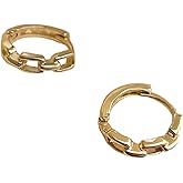 UELSTA Chain Link Hoop Earrings for Women Sustainable 14K Gold Plated Recycled Brass Hypoallergenic 925 Sterling Silver Posts PVD Coated Trendy & Modern 12mm