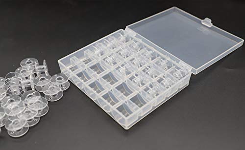 image for Tosnail 125 Pieces Clear Plastic Sewing Machine Bobbins with 5 Storage