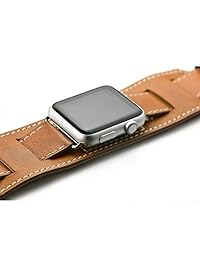 correas de valkit para Apple Watch Band   iWatch 38 mm 42 mm correa de piel de repuesto para iPhone Smart Watch correa pulsera pulsera con cierre acero inoxidable Adaptador de metal para Apple Watch Series 3 2 1, 38mm