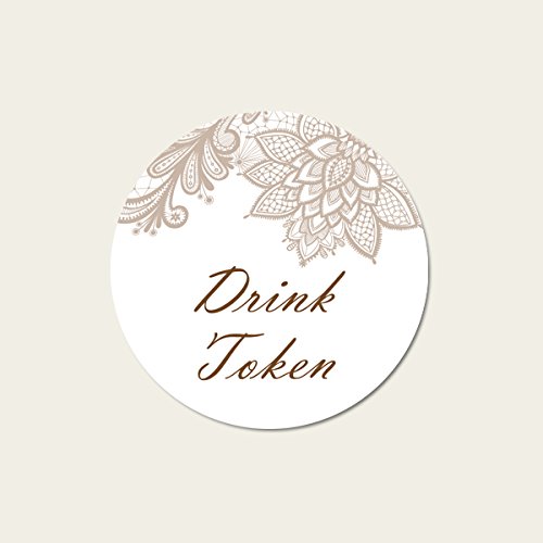 Dotty about Paper Victorian Lace - Drinks Tokens - Pack of 30. Made in The UK, Whimsical, Floral, Pretty, Cute, Hearts, Wedding, Parties, Table Decoration, Elegant, Cheers. (DT99)