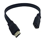 CERRXIAN Lemeng 1FT Flat Slim High Speed HDMI Extension Cable A Male to A Female Cord(Black)