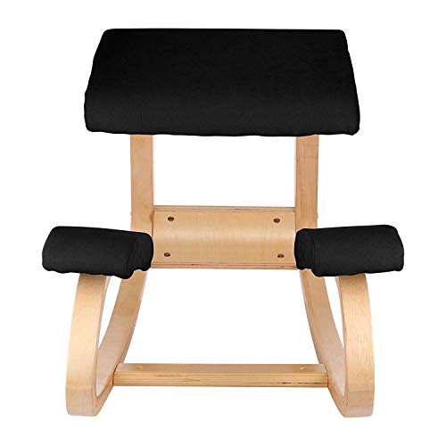 Happybuy Bentwood Ergonomic Kneeling Chair Office Home Black Comfortable Relieve Fatigue Kneeling Chair for Body Shaping Desk Computer Kneeling Chair Stool (Black)