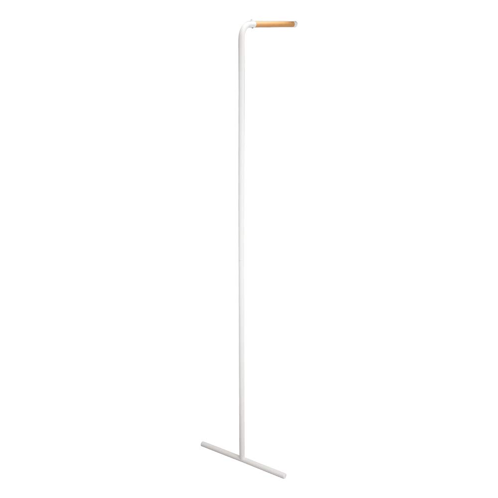 Yamazaki 7550 TOWER Slim Leaning Coat Hanger, white, Steel/Wood, Minimalist, 38.5 x 42 x 160 cm