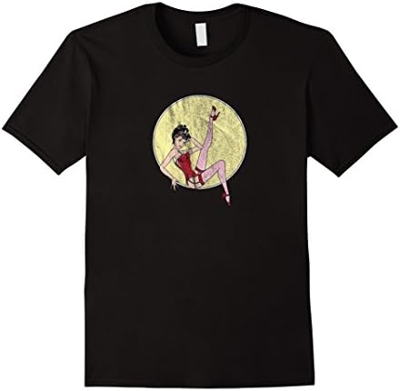 Mens Pin Up Moon Vintage Shirt Distressed Pinup Girl Clothing XL Black
