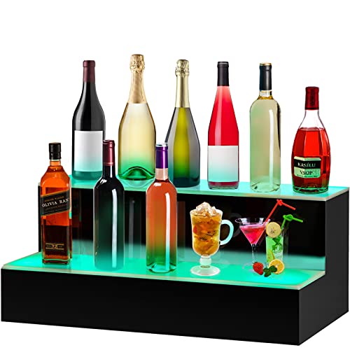 VEVOR LED Lighted Liquor Bottle Display Shelf, 20-inch LED Bar Shelves ...
