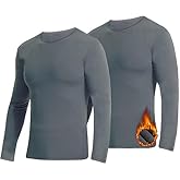 2 Pack Thermal Shirts for Men, Long Johns Shirts with Fleece Lined Long Sleeve,Thermal Tops for Men Winter