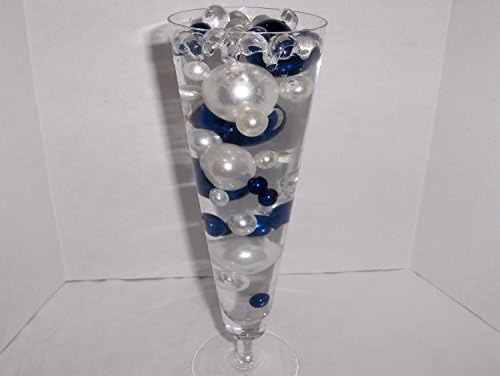 JellyBeadZ Brand - Easy Elegance Pearls Cobalt Blue and Ivory Pearl Beads Includes 12 Gram Bag JellyBeadZ Water Bead Gel for Wedding Centerpieces and Decorations