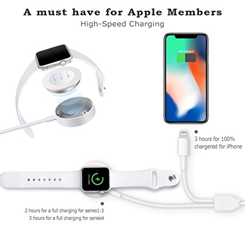 Apple Watch Charger, 2 in 1 iphone Charger With 3.3ft/1.0m Portable Charging Cable Compatible With for Apple Watch Series 4/3/2/1, iPhoneXR/XS/XS Max/X/8/8Plus/7/7Plus/6/6Plus/iPad4/iPad Air/iPad mini - Thumbnail 3