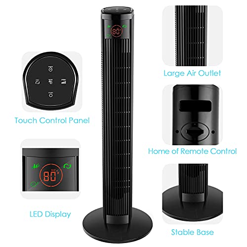 Quiet Tower fan 36 Inch, 45W Stand Fan with Remote Control Touch Panel