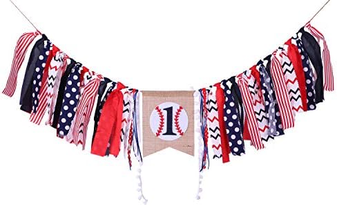 Highchair Banner For 1St Birthday Party - Baseball Theme First Birthday Party Supplies, Burlap Highchair Banner For Baby Boy,1St Birthday Banner For Baby Shower (Aseball First Birthday Banner)