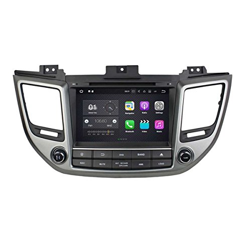8 Inch Android 7.1 OS 2 Din Car Stereo Player for Hyundai IX35 / Tucson(2015 2016 2017),Quad Core 1.6G Cortex A9 CPU 16G Flash 2G DDR3 RAM 1024x600 Touchscreen GPS DVD Aux Input OBD2