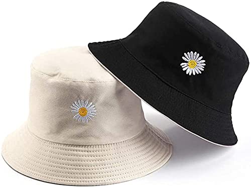 LEIDAI Cute Bucket Hat Beach Fisherman Hats for Women, Reversible Double-Side-Wear (Off-White)