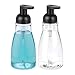 mDesign Round Plastic Refillable Foaming Hand Soap Dispenser Pump Bottle for Bathroom Vanities, Kitchen Sink, Countertops - 2 Pack - Clear/Matte Black