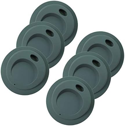 THINKCHANCES Reusable Food Grade and BPA Free Silicone Oval Straw Hole Sip Coffee Juice Drinking Lid for Mason, Ball, Canning Jars (Wide Mouth, Grey),6 Pack