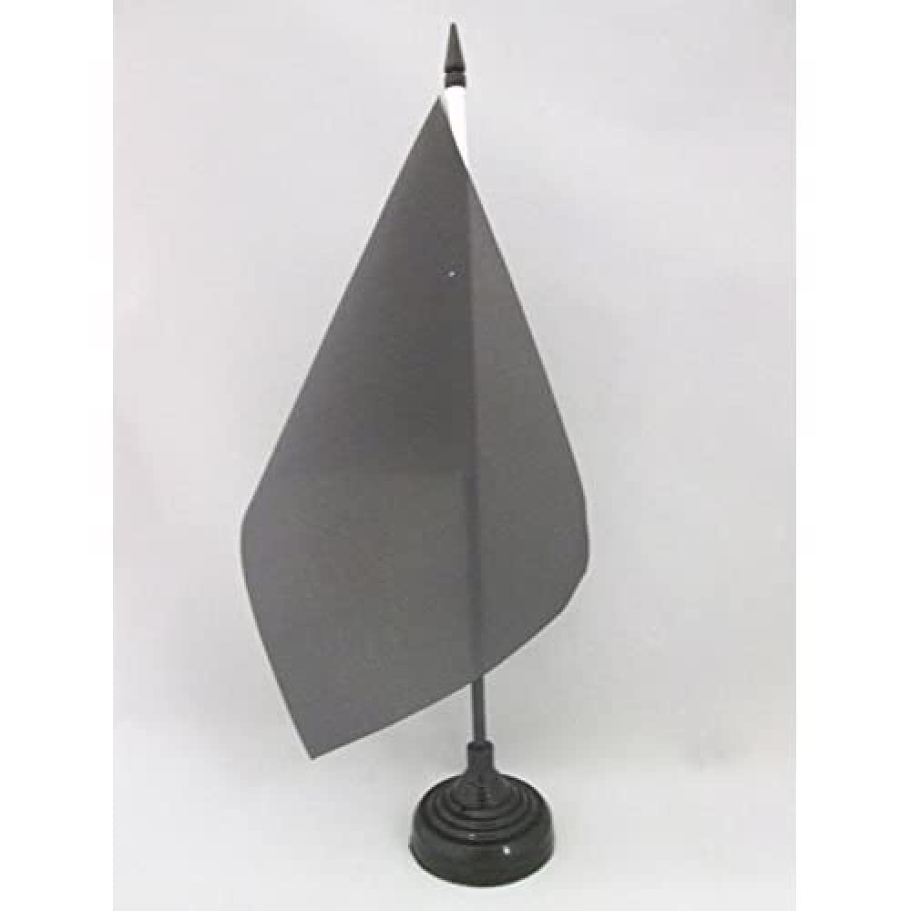 AZ FLAG Plain Black Table Flag 5'' x 8'' - black solid color Office Decoration 100% Polyester 21 x 14 cm - Mini Desk Flag with Pole and Black Plastic Base