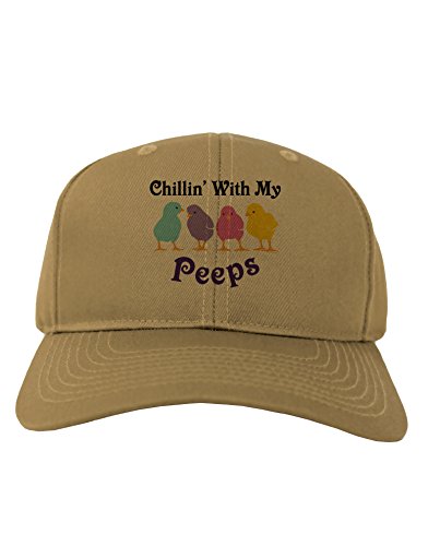 TooLoud Chillin with My Peeps Adult Baseball Cap Hat - Khaki