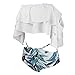 GIRL AND SEA Womens Falbala High Cut Off Shoulder Leaf Floral Bottom Padding Ruffle Swimsuits Bikini