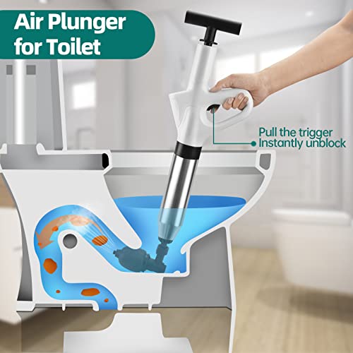 Toilet Plunger, Air Plunger for Clogged Toilet, High Pressure Air Drain