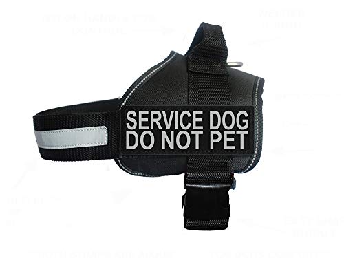 Doggie Stylz Service Dog Harness Vest Comes with 2 Reflective Service Dog DO NOT PET Removable Patches. Please Measure Dog Before Ordering (Girth 24-31", Black)