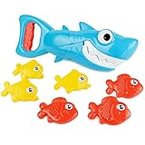 Boley Shark Grabber Bath Toy Set - Great White Shark with Teeth Biting Action - Includes 6 Sinking Fish - Bath Time Fun and Games for Kids, Children, Toddlers