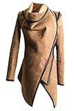 Pink Wind Women's Woolen Irregular Drape Long Sleeve Trench Coat Overcoat