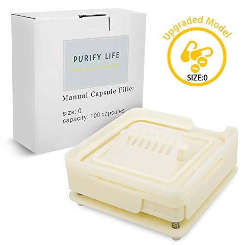 Capsule Filling Machine Kit Size 0# Empty Oil Liquid Pill Filler Medical Device Tool for Holding Vegetable Capsules in Place No Spill Or Mess - Easy to Use at Home Clinic Office (Clear)