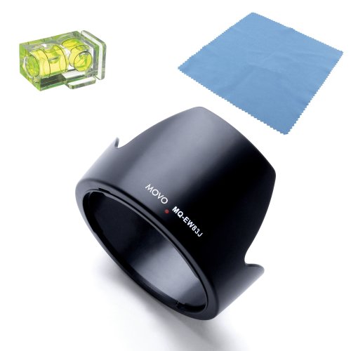 Movo Photo EW-83J Lens Hood for Canon EF 17-55mm f/2.8 IS USM Lens with 2X Spirit Level & Microfiber Lens Cloth